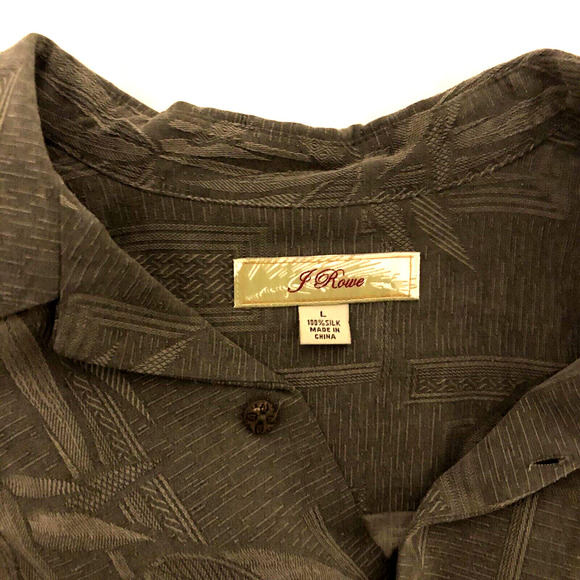 F. Rowe ( HOLD ' EM ) Button Down T Shirt 100% Silk Color Gray Size Large - Picture 5 of 10